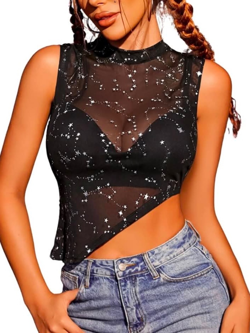 Avidlove Sheer Mock Neck Tank